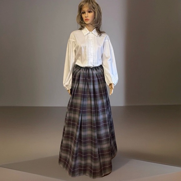 Plaid Maxi Skirt - Gray and Purple Plaid CIVIL WAR DAY CAMP SKIRT RE-ENACTMENT - Picture 8 of 11